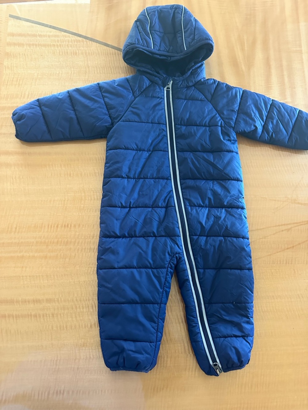 Hanna Andersson Navy Blue Quilted Hooded One-Piece Footie